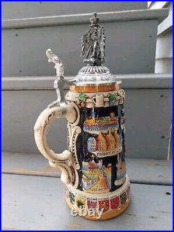 King German Beer Stein Crest Germany W LID Handpainted Deutschland Limited 10000