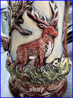 King Tierwelt Wildlife Owl German Beer Lidded Stein 3D Tierleben Wild Species