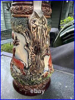 King Tierwelt Wildlife Owl German Beer Lidded Stein 3D Tierleben Wild Species