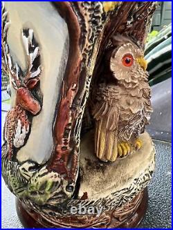 King Tierwelt Wildlife Owl German Beer Lidded Stein 3D Tierleben Wild Species