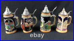 LOT OF 7 Vintage German DBGM Lidded & Assorted Beer Steins 6.5-9.5