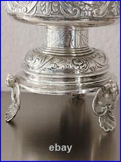 Large Antique German Baroque-style silver lidded cup Beer Stein