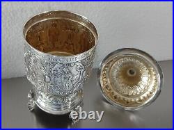 Large Antique German Baroque-style silver lidded cup Beer Stein