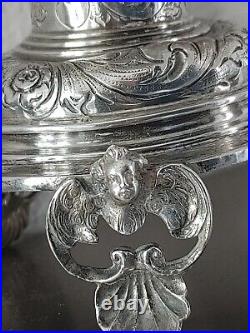 Large Antique German Baroque-style silver lidded cup Beer Stein