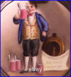 Large Antique German Regensburg Beer Stein King Gambrinus Humorous Inlay c. 1870s