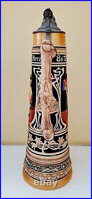 Large German 4L Beer Stein 21.5'' Tall