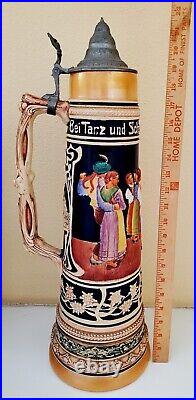 Large German 4L Beer Stein 21.5'' Tall