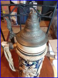 Large German Lidded Beer Stein