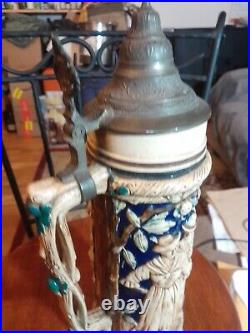 Large German Lidded Beer Stein