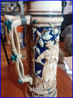 Large German Lidded Beer Stein