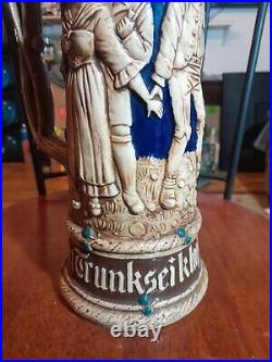 Large German Lidded Beer Stein