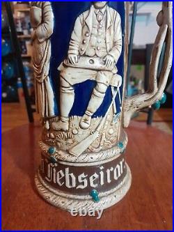 Large German Lidded Beer Stein