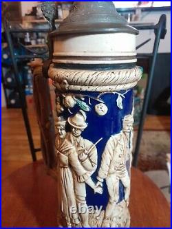 Large German Lidded Beer Stein