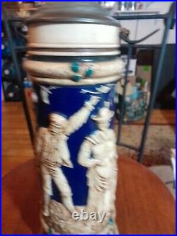 Large German Lidded Beer Stein