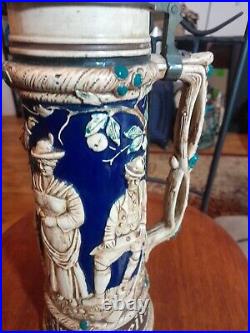 Large German Lidded Beer Stein