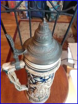 Large German Lidded Beer Stein