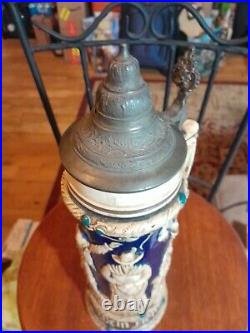 Large German Lidded Beer Stein