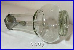Large antique 1800s hand blown glass pewter German lidded beer stein mug pitcher