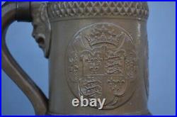 Late 19th century Historismus German Stoneware Beer Mug With Putto Cherub on Lid