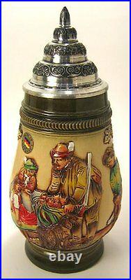 Limited Edition Collectable German Lidded Beer Stein. Hand-painted Fox Hunt