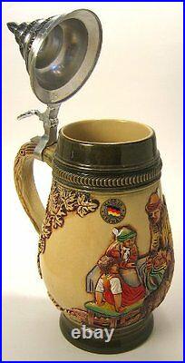Limited Edition Collectable German Lidded Beer Stein. Hand-painted Fox Hunt