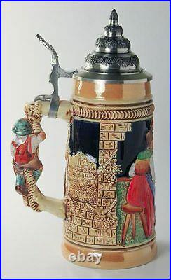 Limited Edition Collectable German Lidded Beer Stein. Hand-painted Man & Child