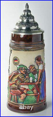 Limited Edition Collectable German Lidded Beer Stein. Hand-painted Waitress