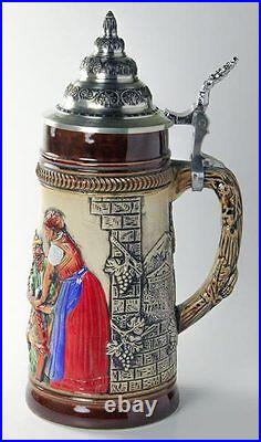 Limited Edition Collectable German Lidded Beer Stein. Hand-painted Waitress