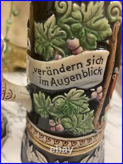 Lot Of 2 Vintage German Beer Stein Lidded
