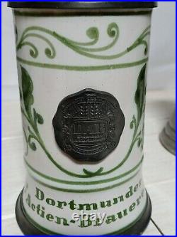 Lot of 4 Vintage Lidded German Beer Steins DAB Brand Ceramic Silver Finishes Lid