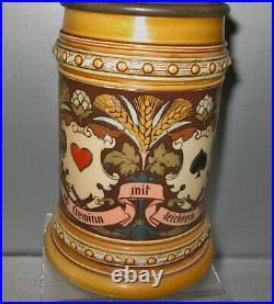 METTLACH GERMAN ETCHED BEER STEIN SIGNED # 1395 ca. 1880