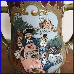 METTLACH German Loving Pass Cup Beer Stein Mug #2236 Cupid Fan Tobacco Pipe Wine