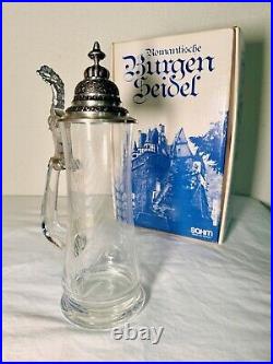 Marksburg Seidel Antique Pressed Glass 1 L German Beer Stein With Pewter Lid