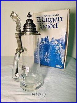 Marksburg Seidel Antique Pressed Glass 1 L German Beer Stein With Pewter Lid