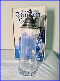 Marksburg Seidel Antique Pressed Glass 1 L German Beer Stein With Pewter Lid