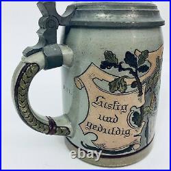 Marzi & Remy 1617 Antique German Beer Stein Tavern Reckoning 1/2 Liter Inlay lid