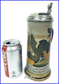 Marzi & Remy Antique German Beer Stein Mill Scene. 5L Inlay lid Gift