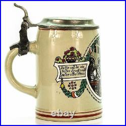 Marzi & Remy Antique Lidded Mug German Beer Stein Coachman Drinking ca. 1920's