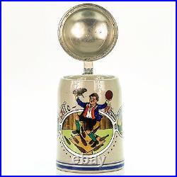 Marzi & Remy Antique Lidded Mug German Beer Stein Pin Boy Bowling ca. 1940's