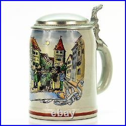 Marzi & Remy Antique Lidded Mug German Beer Stein Street Orchestra ca. 1920's
