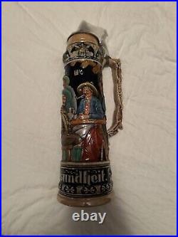 Massive German Beer Stein, Gesundheit, Germany, No. 1057, Hand Painted