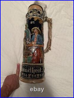 Massive German Beer Stein, Gesundheit, Germany, No. 1057, Hand Painted