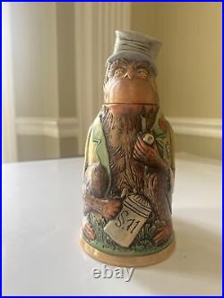 Matthias Girmscheid Rare Figural German Ceramic Monkey Character Beer Stein Lid