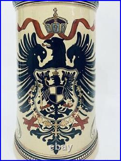 Merkelbach Wick 1705 2 Liter Antique German Beer Stein Willhelm II Coat of Arms