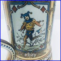 Mettlach 1797 Antique German Beer Stein Scat Cards Gambling Money Face Card