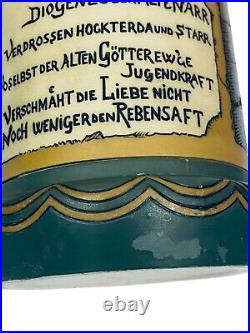 Mettlach 3089 1L Antique German Beer Stein Diogenes Philosophy Cynicism Schlitt