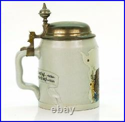 Mettlach Antique Etched German Lidded Mug Beer Stein Mountain Dweller #1533