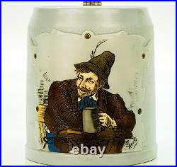 Mettlach Antique Etched German Lidded Mug Beer Stein Mountain Dweller #1533