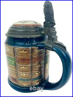 Mettlach Antique German Beer Stein 2001 Book Spines for Lawyers Jurists Judges