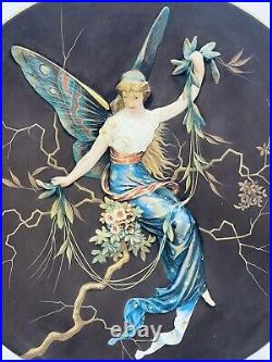 Mettlach Antique German Charger Butterfly Girl 16 Stein Collector Interest Gift